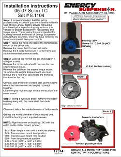 Installation instructions 05-07 Scion TC Set # 8.1104
