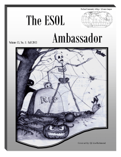 The ESOL Ambassador Volume 15, No. 1:  Fall 2013