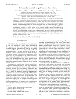 Karhunen-Loe`ve analysis of spatiotemporal flame patterns * Antonio Palacios, Gemunu H. Gunaratne,