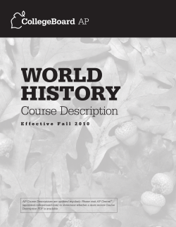 WORLD HISTORY Course Description