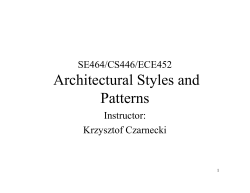 Architectural Styles and Patterns SE464/CS446/ECE452 Instructor: