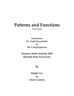 Patterns and Functions   Summer Math Institute 2008  Bemidji State University 
