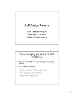 GoF Design Patterns The underlying principles of GoF Patterns GoF Design Principles