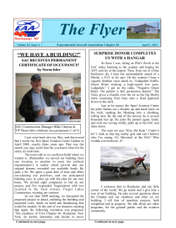 The Flyer “WE HAVE A BUILDING!” SURPRISE DONOR COMPLETES US WITH A HANGAR