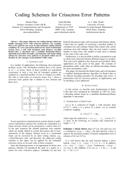 Coding Schemes for Crisscross Error Patterns Simon Plass Gerd Richter