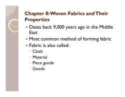 Chapter 8: Woven Fabrics and Their Properties East
