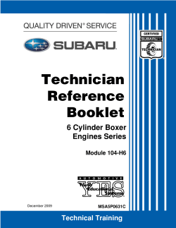 Technician Reference Booklet 6 Cylinder Boxer