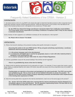 Frequently Asked Questions of the CPSIA - Version 2