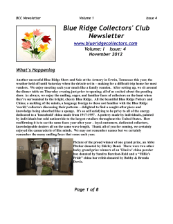 Blue Ridge Collectors' Club Newsletter  www.blueridgecollectors.com