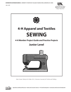 SEWING 4-H Apparel and Textiles Junior Level