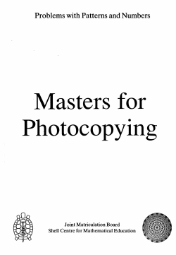 Masters for Photocopying Problems with Patterns an'd Numbers Joint Matriculation Board