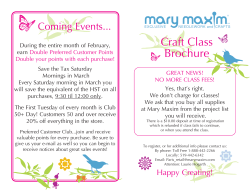 Craft Class Brochure Coming Events...