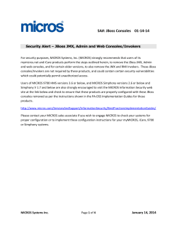                                      SA#: JBoss Consoles    01‐14‐14   Security Alert – JBoss JMX, Admin and Web Consoles/Invokers