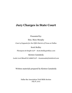 Jury Charges in State Court Presented by: Hon. Mary Murphy Scott Stolley