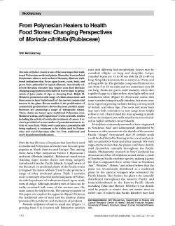 Morinda citrifolia From Polynesian Healers to Health Food Stores: Changing Perspectives of
