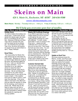 Skeins on Main We’ll help you overcome your fear of needles. www.skeinsonmain.com