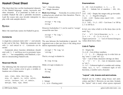 Haskell Cheat Sheet Strings Enumerations