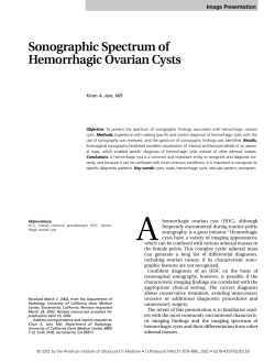 Sonographic Spectrum of Hemorrhagic Ovarian Cysts Image Presentation Kiran A. Jain, MD