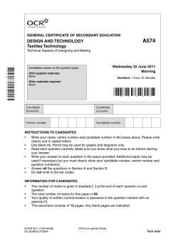 A574 DESIGN AND TECHNOLOGY Textiles Technology GENERAL CERTIFICATE OF SECONDARY EDUCATION