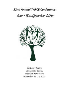 fce – Recipes for Life  32nd Annual TAFCE Conference      