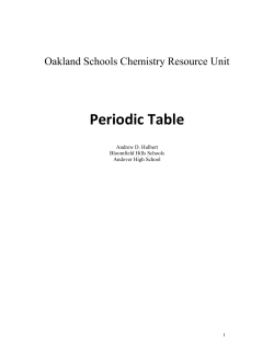 Periodic Table  Oakland Schools Chemistry Resource Unit  Andrew D. Hulbert