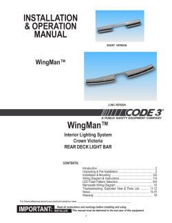 INSTALLATION &amp; OPERATION MANUAL WingMan™
