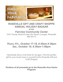 ROSEVILLE GIFT AND CRAFT SHOPPE ANNUAL HOLIDAY BAZAAR  Fairview Community Center
