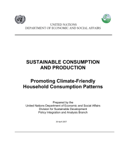 SUSTAINABLE CONSUMPTION AND PRODUCTION Promoting Climate-Friendly Household Consumption Patterns