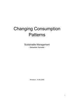 Changing Consumption Patterns Sustainable Management