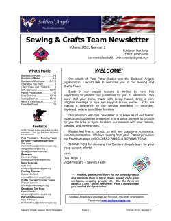 Sewing &amp; Crafts Team Newsletter WELCOME! What’s Inside