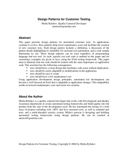 Design Patterns for Customer Testing Abstract