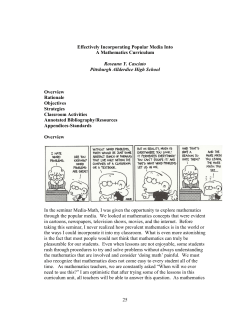 Effectively Incorporating Popular Media Into A Mathematics Curriculum Overview