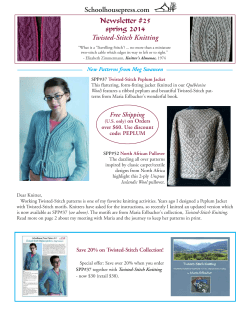 Schoolhousepress.com Newsletter #25 spring 2014 Twisted-Stitch Knitting