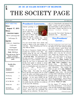 THE SOCIETY PAGE President’s Comments...