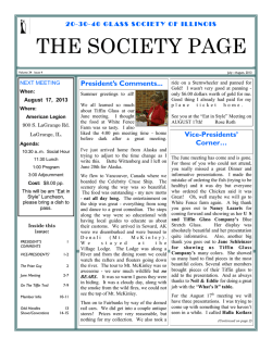 THE SOCIETY PAGE President&rsquo;s Comments...