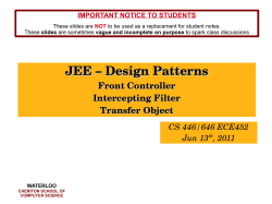JEE – Design Patterns Front Controller Intercepting Filter Transfer Object