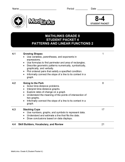 8-4 MATHLINKS GRADE 8 STUDENT PACKET 4 PATTERNS AND LINEAR FUNCTIONS 2