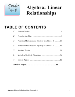 Algebra: Linear Relationships  TABLE OF CONTENTS