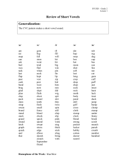 Review of Short Vowels Generalization: