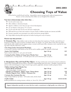 Choosing Toys of Value  2002-2003 T