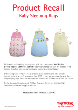 Product Recall Baby Sleeping Bags