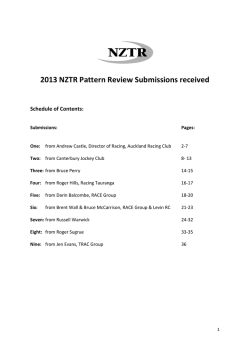 2013&nbsp;NZTR&nbsp;Pattern&nbsp;Review&nbsp;Submissions&nbsp;received&nbsp; &nbsp; Schedule&nbsp;of&nbsp;Contents:&nbsp;