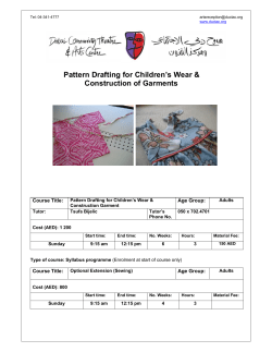 Pattern Drafting for Children’s Wear &amp; Construction of Garments   