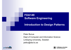 FDA149 Software Engineering Introduction to Design Patterns pe