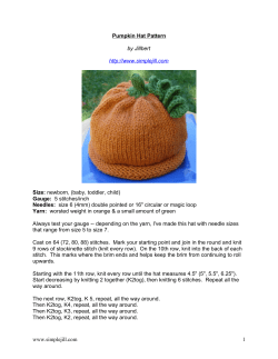 Pumpkin Hat Pattern Size: Gauge: Needles: