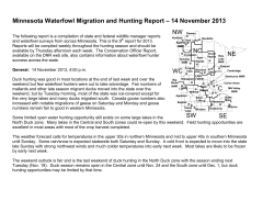– 14 November 2013 Minnesota Waterfowl Migration and Hunting Report NW