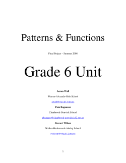 Grade 6 Unit Patterns &amp; Functions