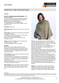 FREE PATTERN Design S8278 • Ladies’ Poncho with Cables