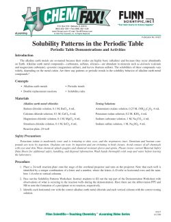 Solubility Patterns in the Periodic Table Periodic Table Demonstrations and Activities Introduction