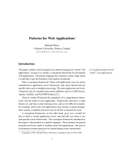 Patterns for Web Applications Introduction ∗ Michael Weiss